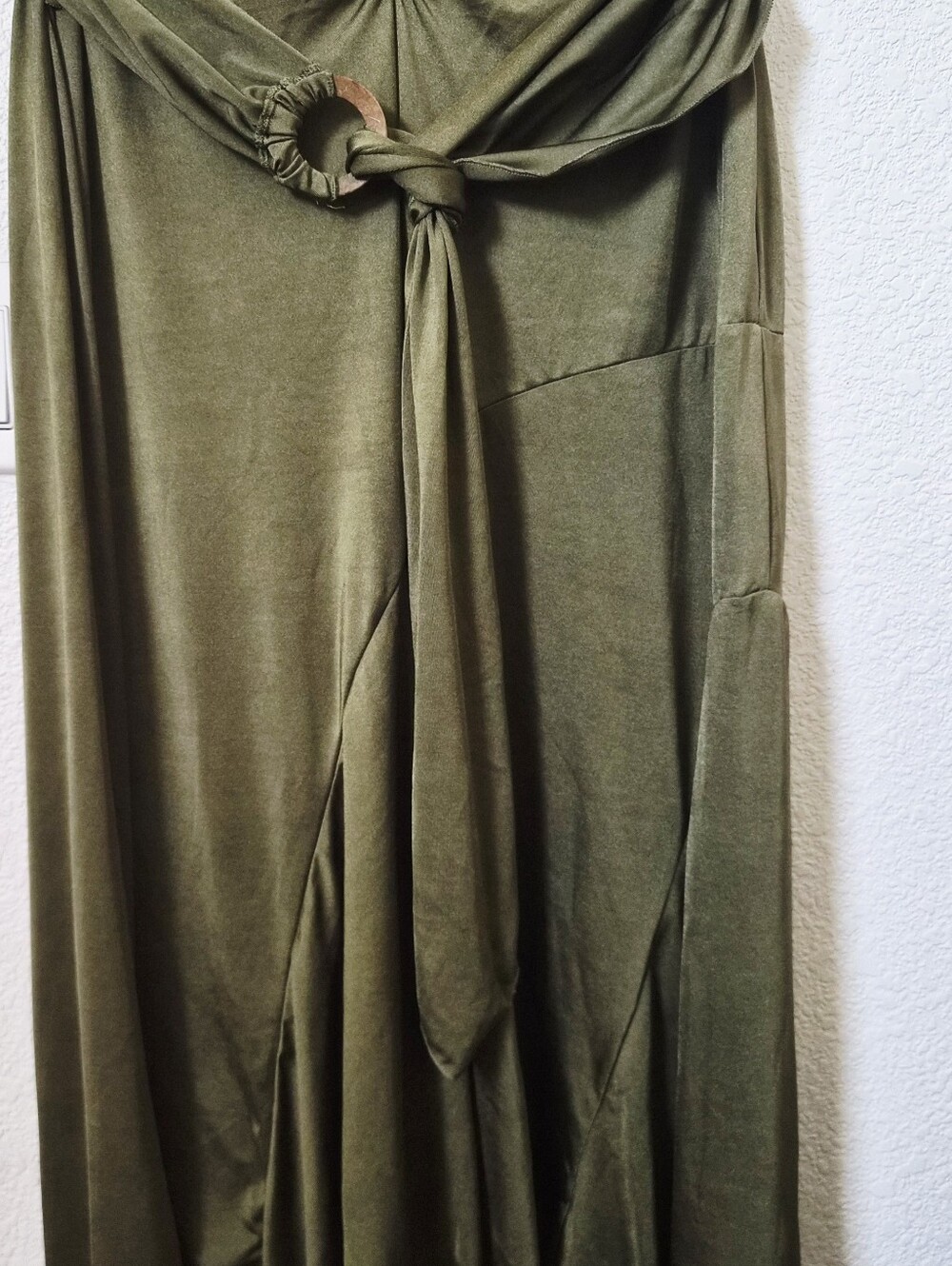 Olive Green Maxi Skirt with Ring Detail